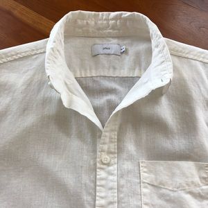 Onia: White Short-Sleeve Linen Casual Shirt